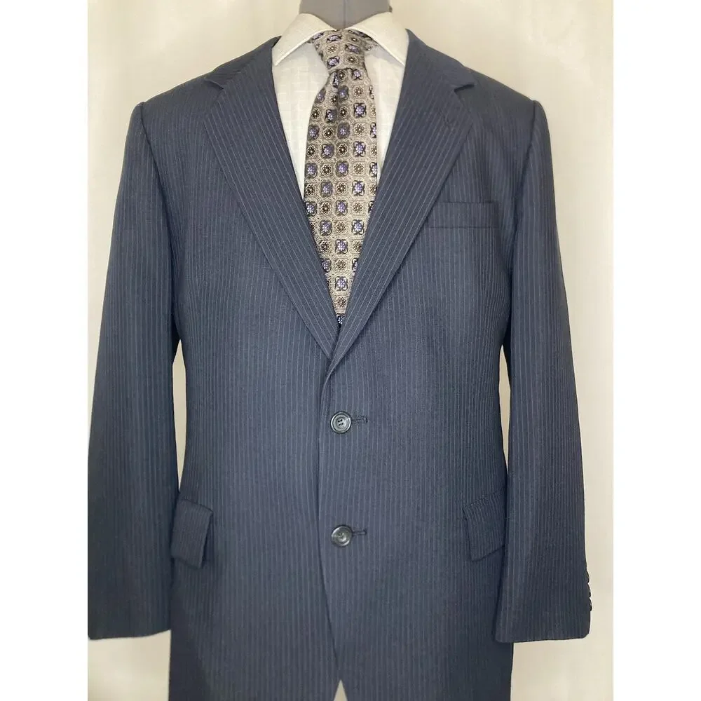 Kuppenheimer Mens 42R Blazer Blue Striped Wool Large 45